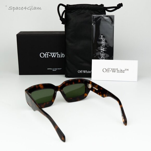 Off-White Women Sunglasses Havana Green Rectangle OERI138 CHARLOTTE 6055 NEW - Picture 9 of 9